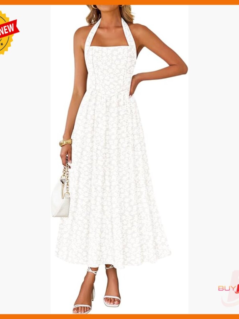 Sleeveless Floral Maxi Dress Halter Neck A Line Beach Wedding Guest Party